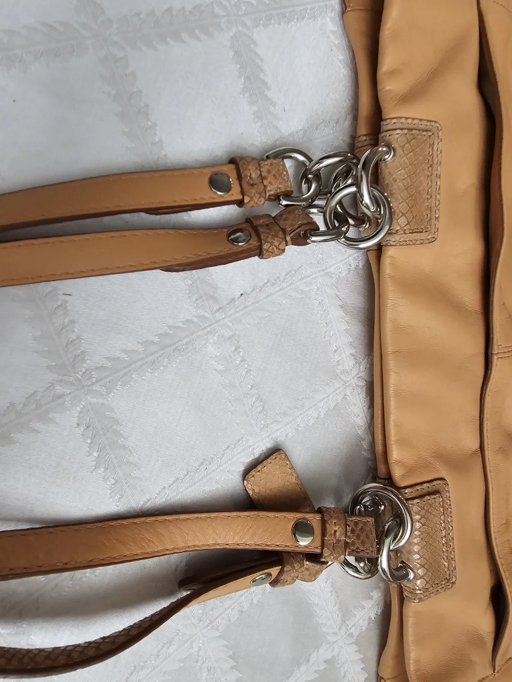 Coach Penelope Carryall Leather Tote Bag with Turn-Lock Closure